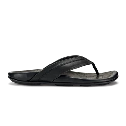 Olukai Hiapo Men's Leather Beach Sandals Lava Rock Footwear