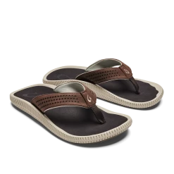 Olukai Ulele Men's Beach Sandals Dark Wood