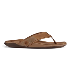 Footwear Olukai Tuahine Men's Leather Beach Sandals Toffee