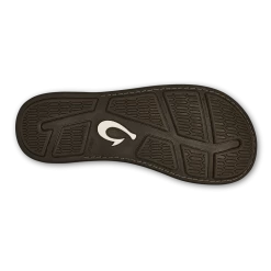 Olukai Tuahine Men's Leather Beach Sandals Dark Wood