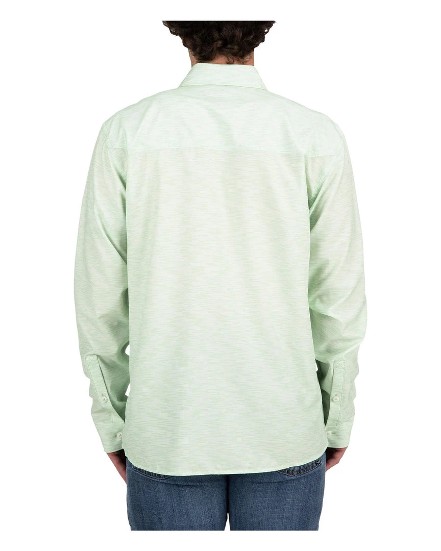 Simms Fishing Products Shirts Simms Double Haul LS Shirt Light Green Texture Wave Print 5 Simms Fishing Products Shirts Simms Double Haul LS Shirt Light Green Texture Wave Print