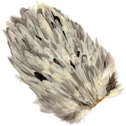 Metz #1 Hen Saddle White Splashed Feathers