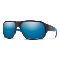 Smith Deckboss Matte Black And Blue ChromaPop Glass Polarized Blue Mirror Sunglasses