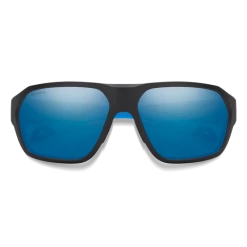 Smith Deckboss Matte Black And Blue ChromaPop Glass Polarized Blue Mirror Sunglasses