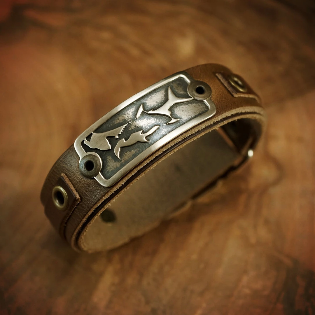 Sight Line Provisions Lost Cast Collection - Sight Line Provisions X David Mangum Edition Bracelet Bronze On Horween Brown 1 Sight Line Provisions Lost Cast Collection - Sight Line Provisions X David Mangum Edition Bracelet Bronze On Horween Brown