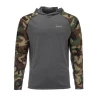 Simms Fishing Products Shirts Simms Solarflex Hoody Woodland Camo/ Carbon Heather