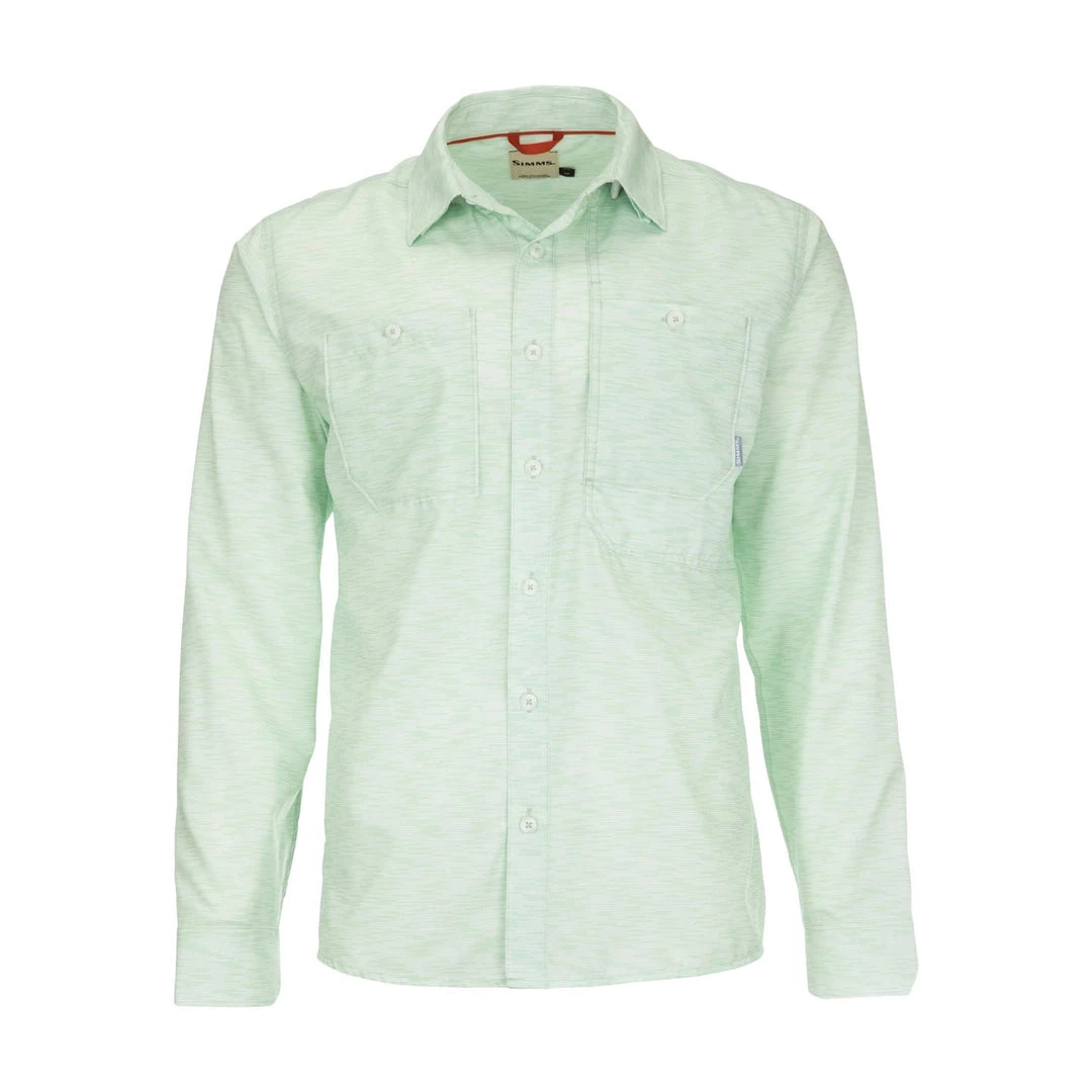 Simms Fishing Products Shirts Simms Double Haul LS Shirt Light Green Texture Wave Print 1 Simms Fishing Products Shirts Simms Double Haul LS Shirt Light Green Texture Wave Print