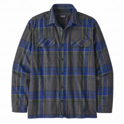 SALE Patagonia Men's Organic Cotton Midweight Fjord Flannel Shirt Edge Black