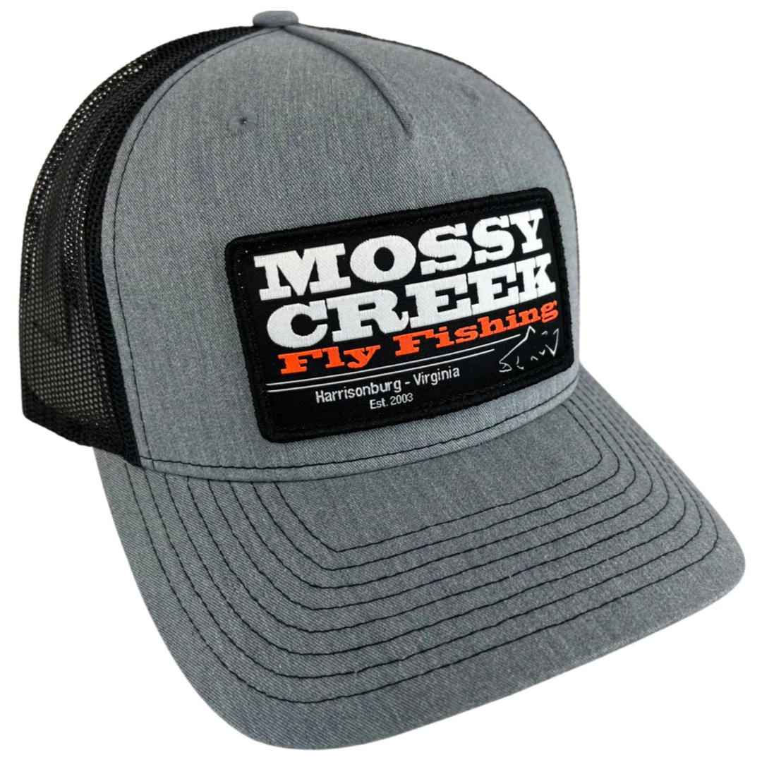Mossy Creek Fly Fishing Hats Mossy Creek Patch Trucker Gray Black 1 Mossy Creek Fly Fishing Hats Mossy Creek Patch Trucker Gray Black
