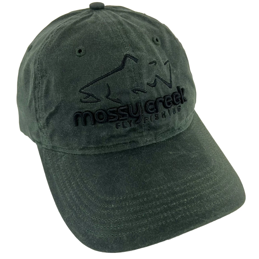 Mossy Creek Fly Fishing Mossy Creek Line Logo Oiled Canvas Hat Dark Olive Hats 1 Mossy Creek Fly Fishing Mossy Creek Line Logo Oiled Canvas Hat Dark Olive Hats