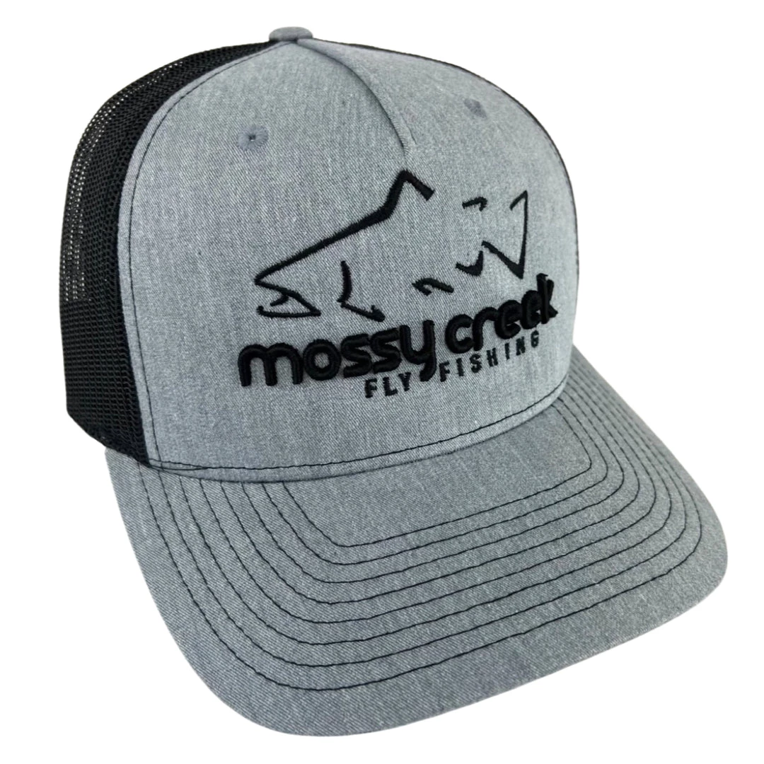 Mossy Creek Fly Fishing Mossy Creek Logo Trucker Gray Black Hats 1 Mossy Creek Fly Fishing Mossy Creek Logo Trucker Gray Black Hats