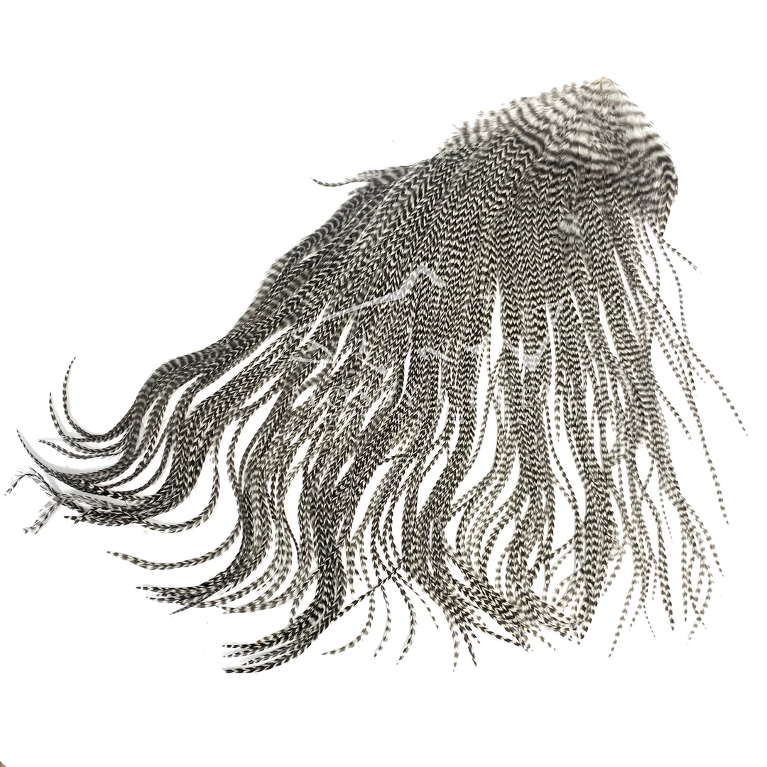 Hareline Keough Grade #1 Half Saddle Grizzly Feathers 1 Hareline Keough Grade #1 Half Saddle Grizzly Feathers