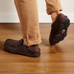 Olukai Moloa Men's Leather Slip-On Shoes Dark Wood / Dark Java 11 Olukai Moloa Men's Leather Slip-On Shoes Dark Wood / Dark Java