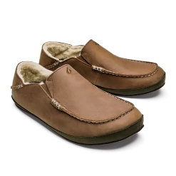 Footwear Olukai Moloa Men's Leather Slippers Toffee / Dark Wood 9 Footwear Olukai Moloa Men's Leather Slippers Toffee / Dark Wood