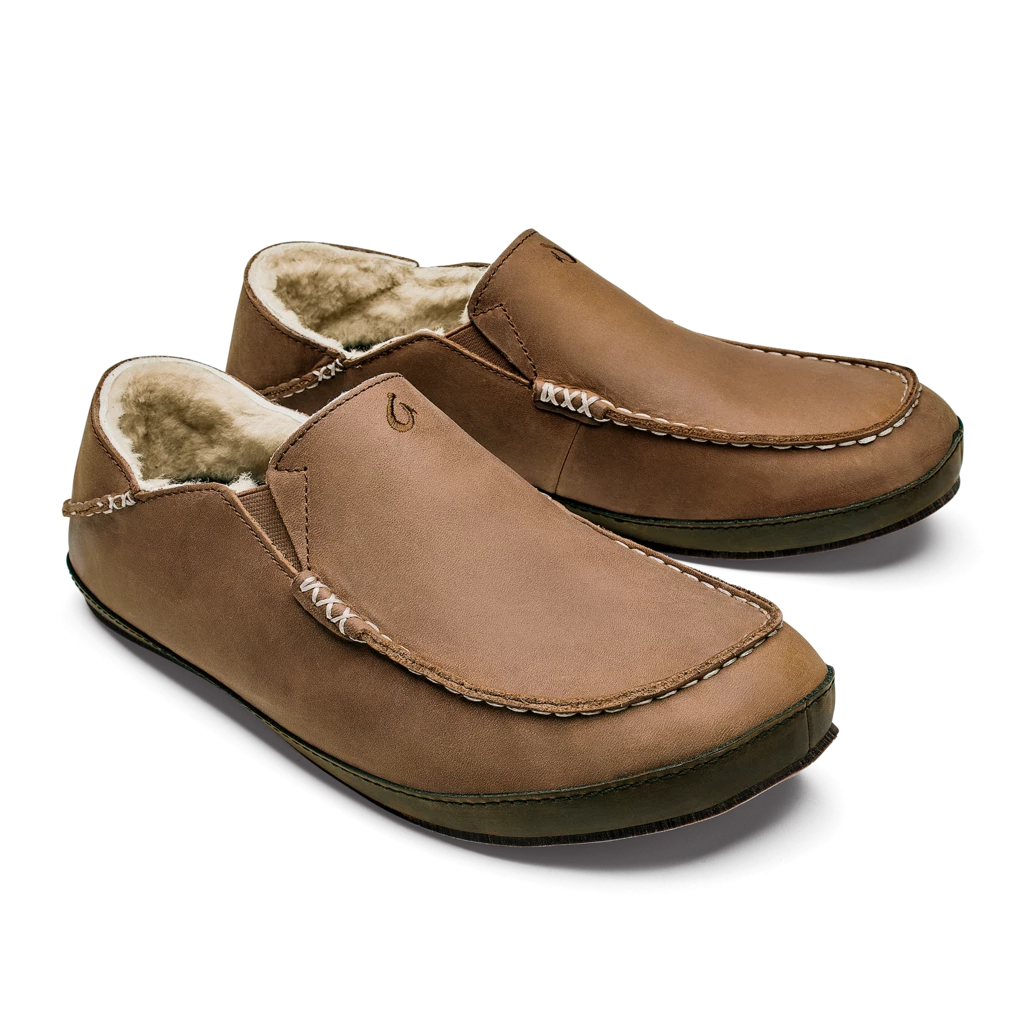 Footwear Olukai Moloa Men's Leather Slippers Toffee / Dark Wood 3 Footwear Olukai Moloa Men's Leather Slippers Toffee / Dark Wood