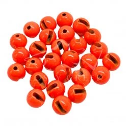 Fulling Mill Beads, Cones, Eyes Slotted Tungsten Bead Painted Fluorescent Orange