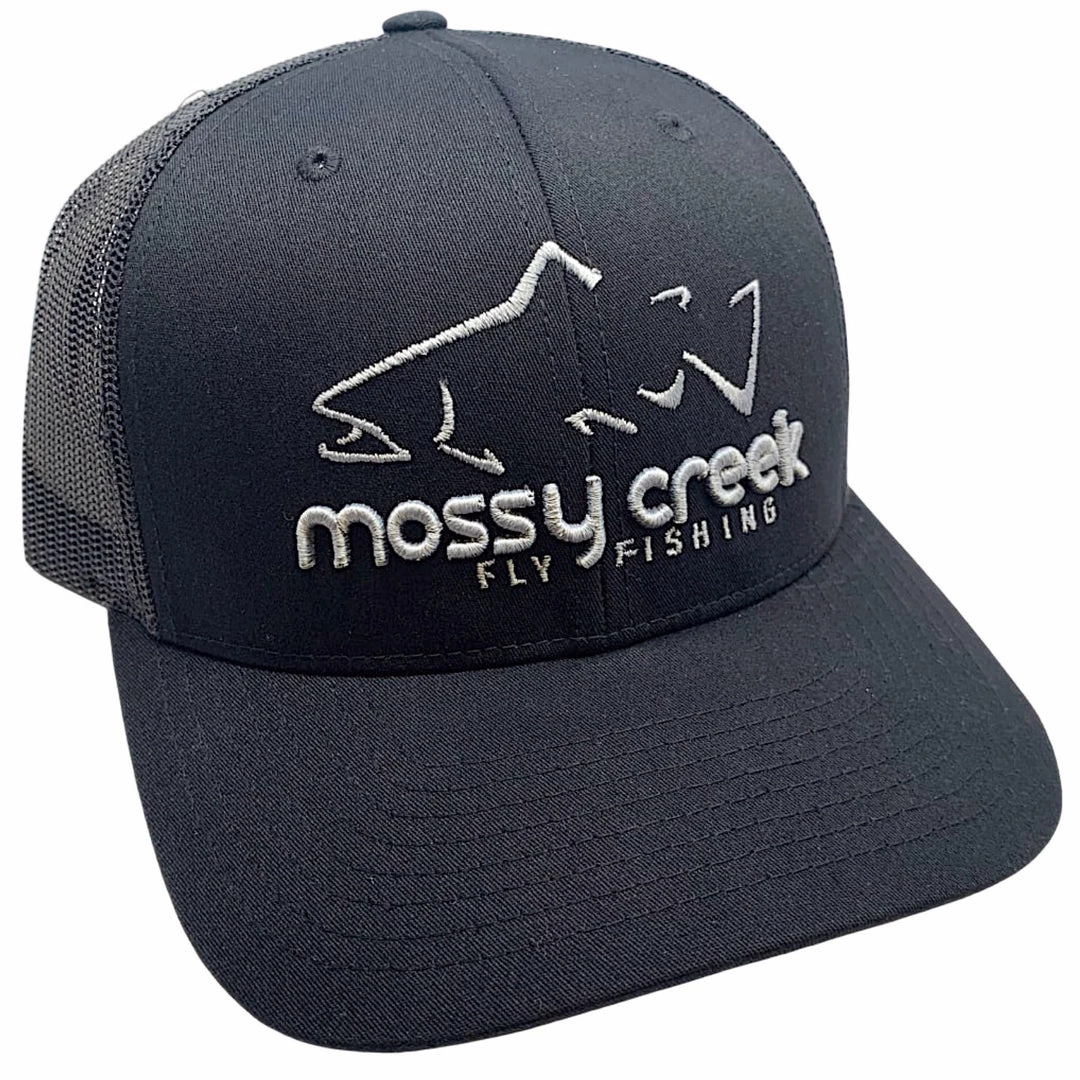 Mossy Creek Fly Fishing Mossy Creek Logo Trucker Black Hats 1 Mossy Creek Fly Fishing Mossy Creek Logo Trucker Black Hats